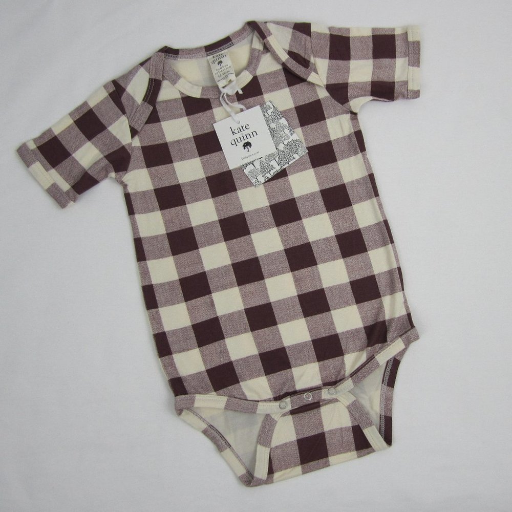 Kate Quinn Bamboo Bodysuit Purple Checkered size 12-18 months NWT